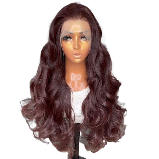 Auburn Glamour Body Wave PREMIUM SYNTHETIC 13x4 Lace Frontal Wig with Natural Hairline