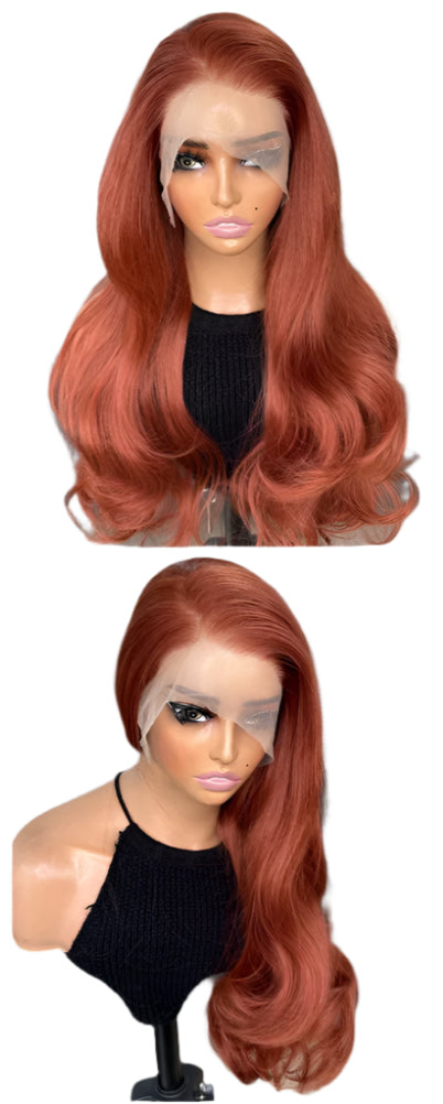 Long Copper Ginger Loose Body Wave PREMIUM SYNTHETIC 13x6 Glueless Lace Front Wig