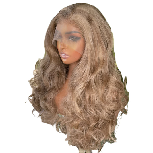 Ash Blonde Grand Barrel Curl PREMIUM SYNTHETIC 13x4 Lace Front Wig
