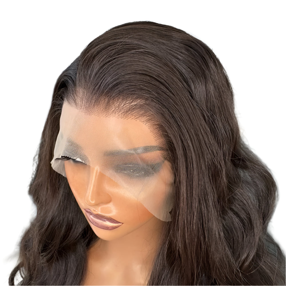 Deep Brown Body Wave PREMIUM SYNTHETIC 13x6 Long Synthetic Lace Front Glueless Wig with Natural Hairline