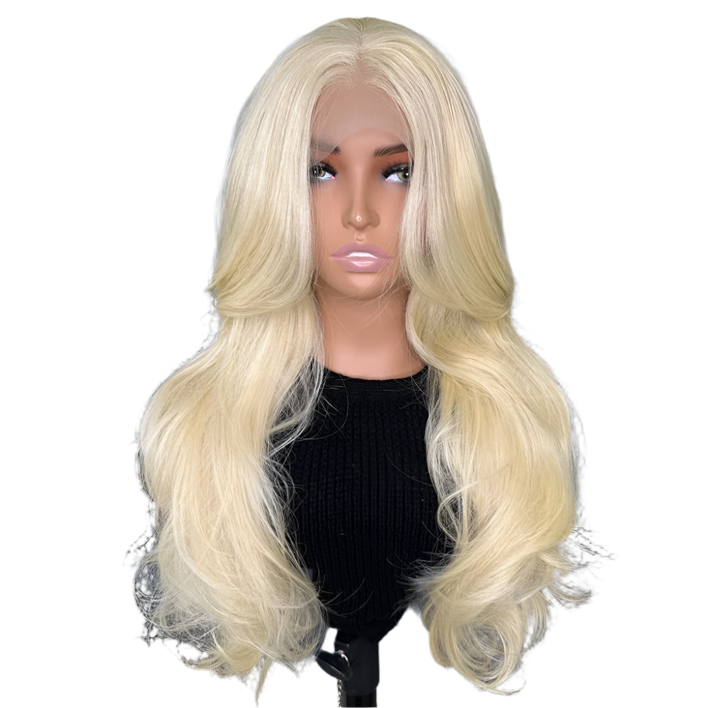 Butter Blonde PREMIUM SYNTHETIC 13x4 Lace Wig with Natural Pre-Plucked Hairline