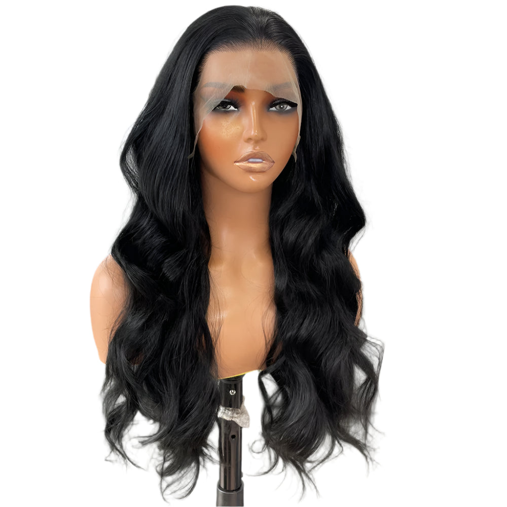 Classic Curl Black PREMIUM SYNTHETIC 13x6 Lace Front Glueless Wig With Natural Hairline